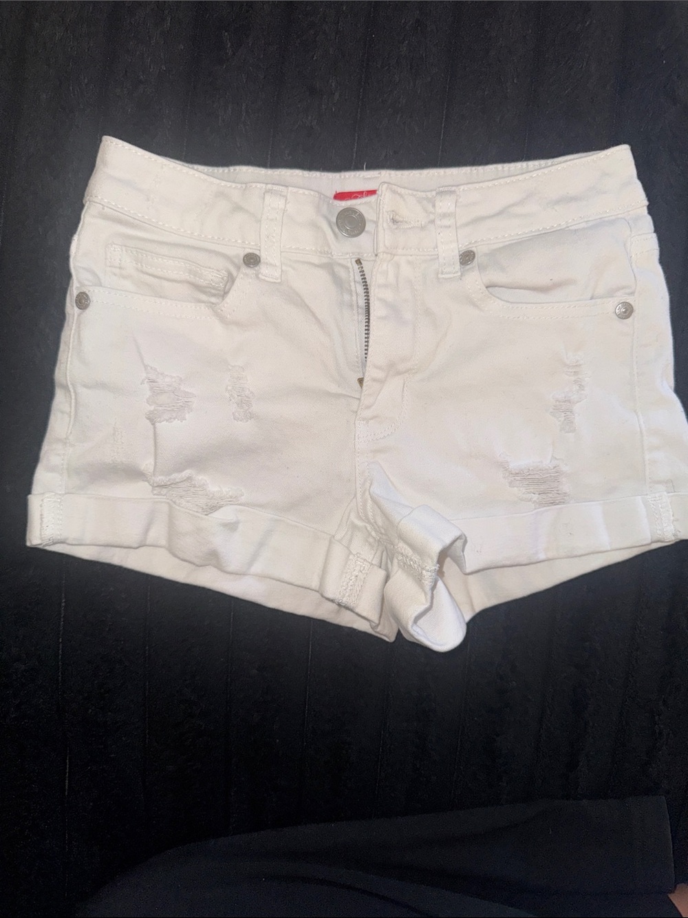 White Distressed Roll-Cuff Women’s Denim Shorts